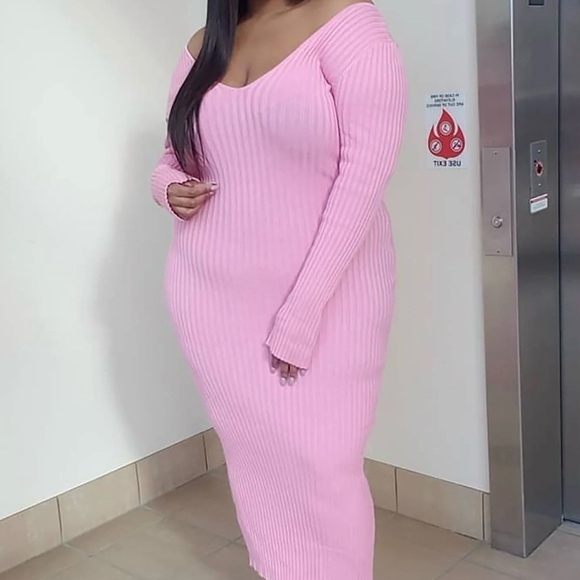 Fashion Nova Pink Sweater Knit Kallan Maxi Dress 1X - Picture 5 of 5
